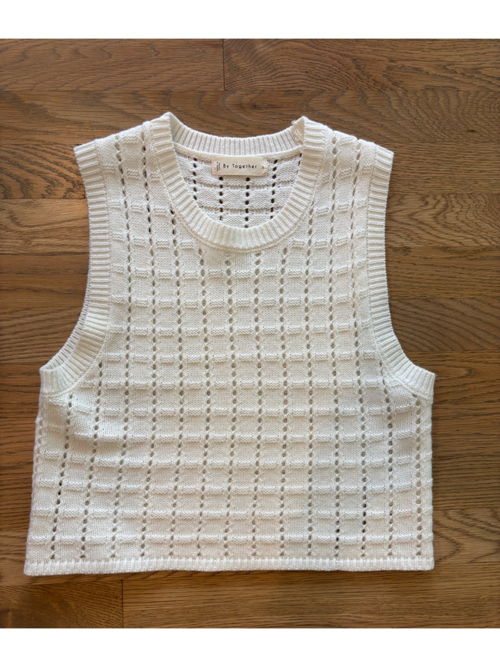 By Together Cream Open-Weave Sleeveless Knit Tank